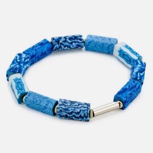 NWT Jill Zarah Blue Multi Clay Rectangle Beaded Stretch Fashion Bracelet